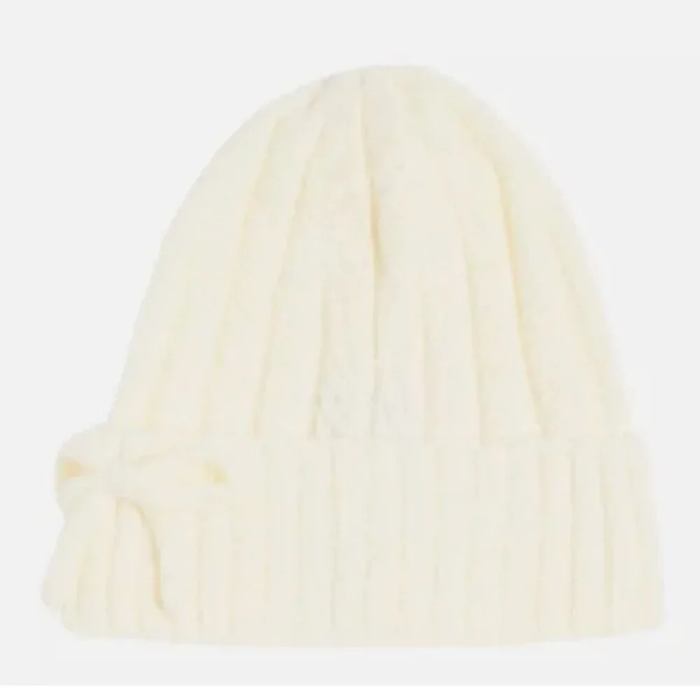 NWT NIB kate spade new york bow beanie and gift box French Cream One Size